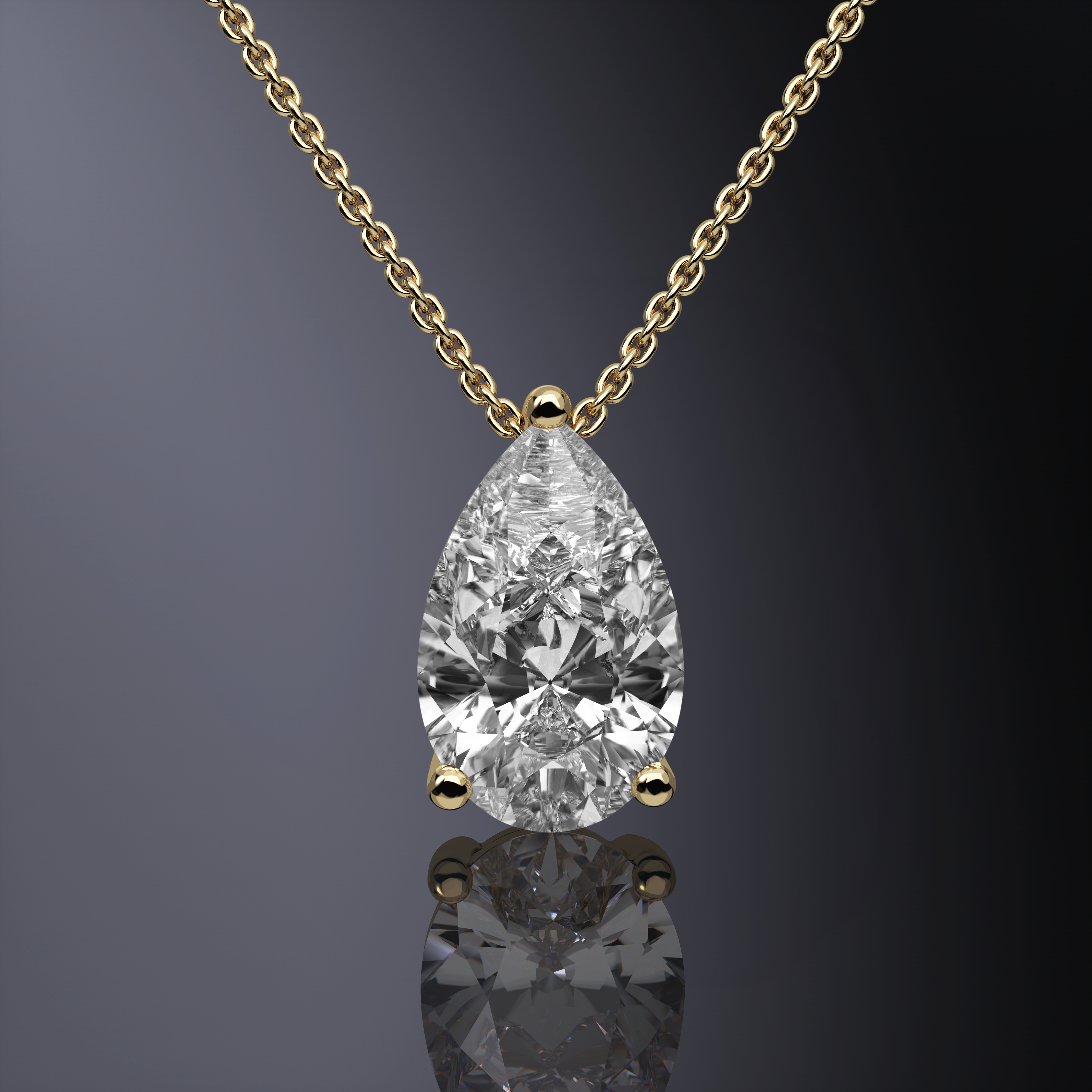 Pear Cut Prong Set Pendant White Gold