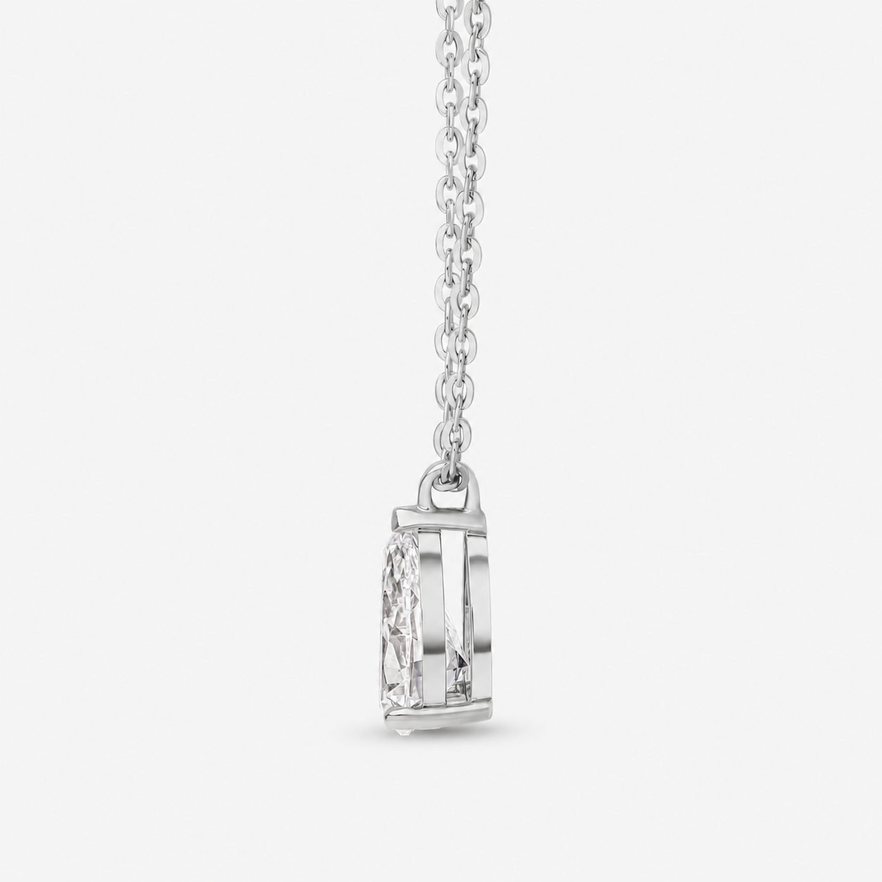 Pear Cut Prong Set Pendant Rose Gold 47