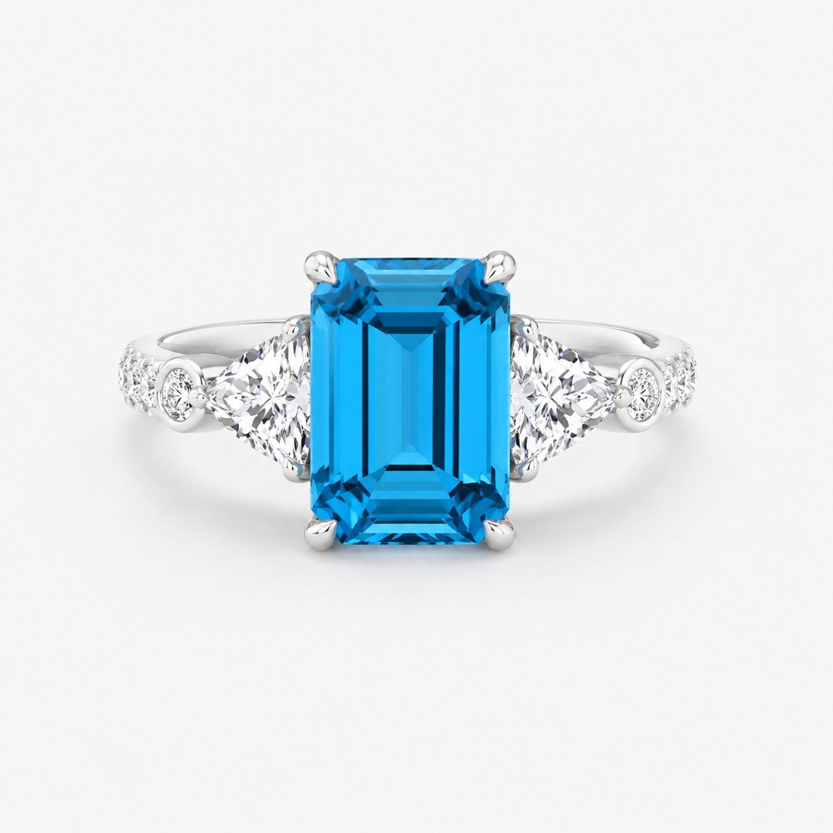Atlantis Emerald-Cut Blue Diamond Ring