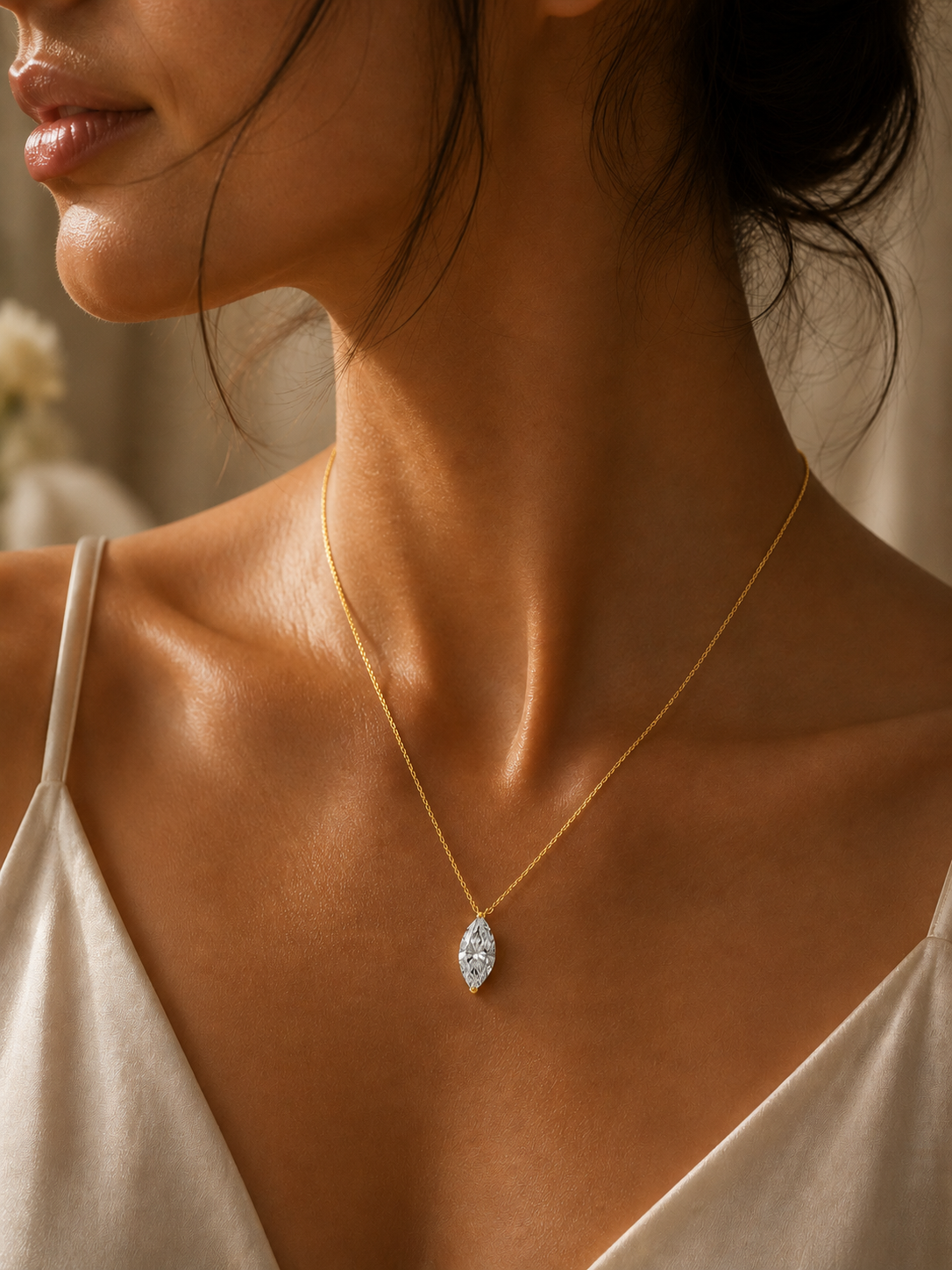 Marquise Cut North / South Pendant Rose Gold 1