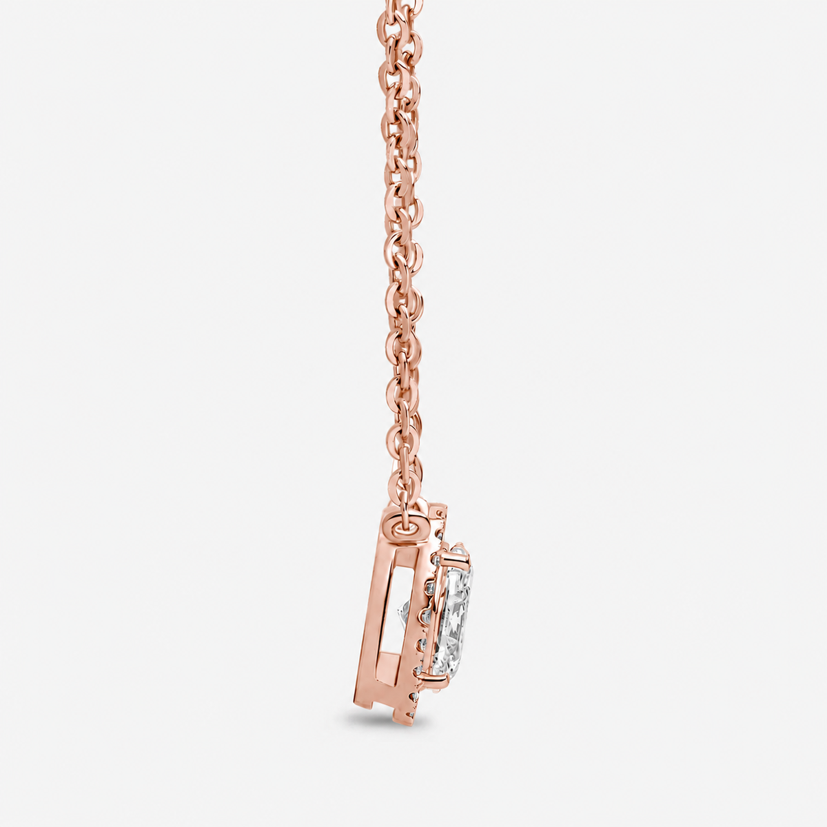 Oval Cut Halo Pendant Rose Gold