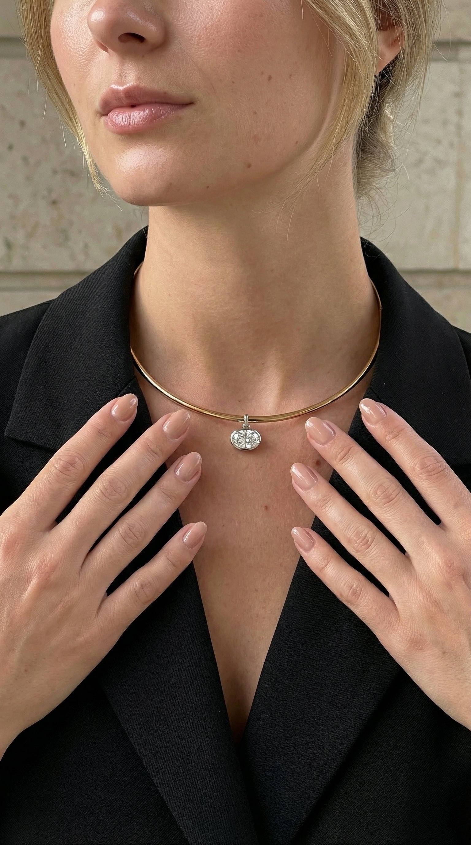 Oval Bezel Diamond Choker