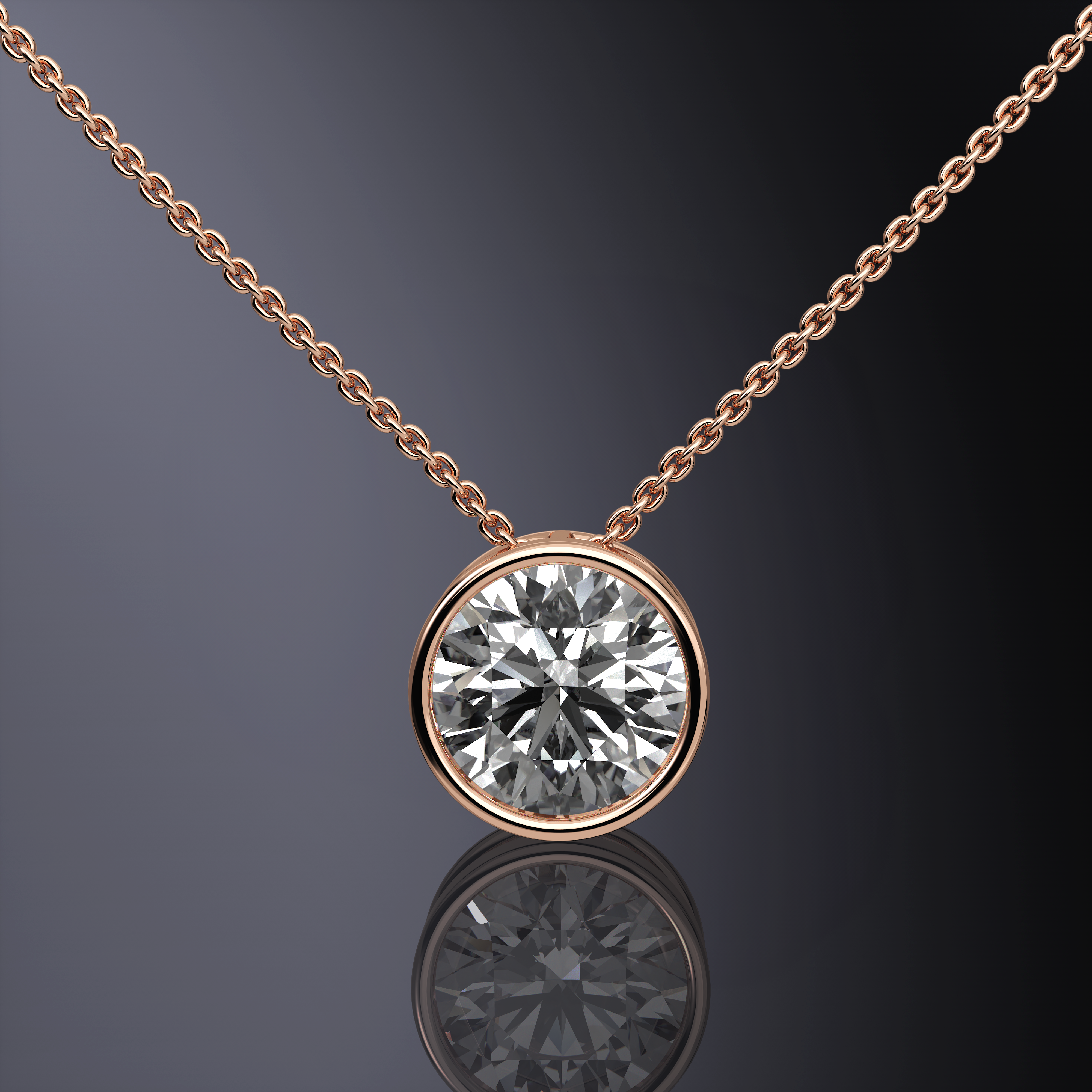 Round Brilliant Cut Bezel Set Pendant