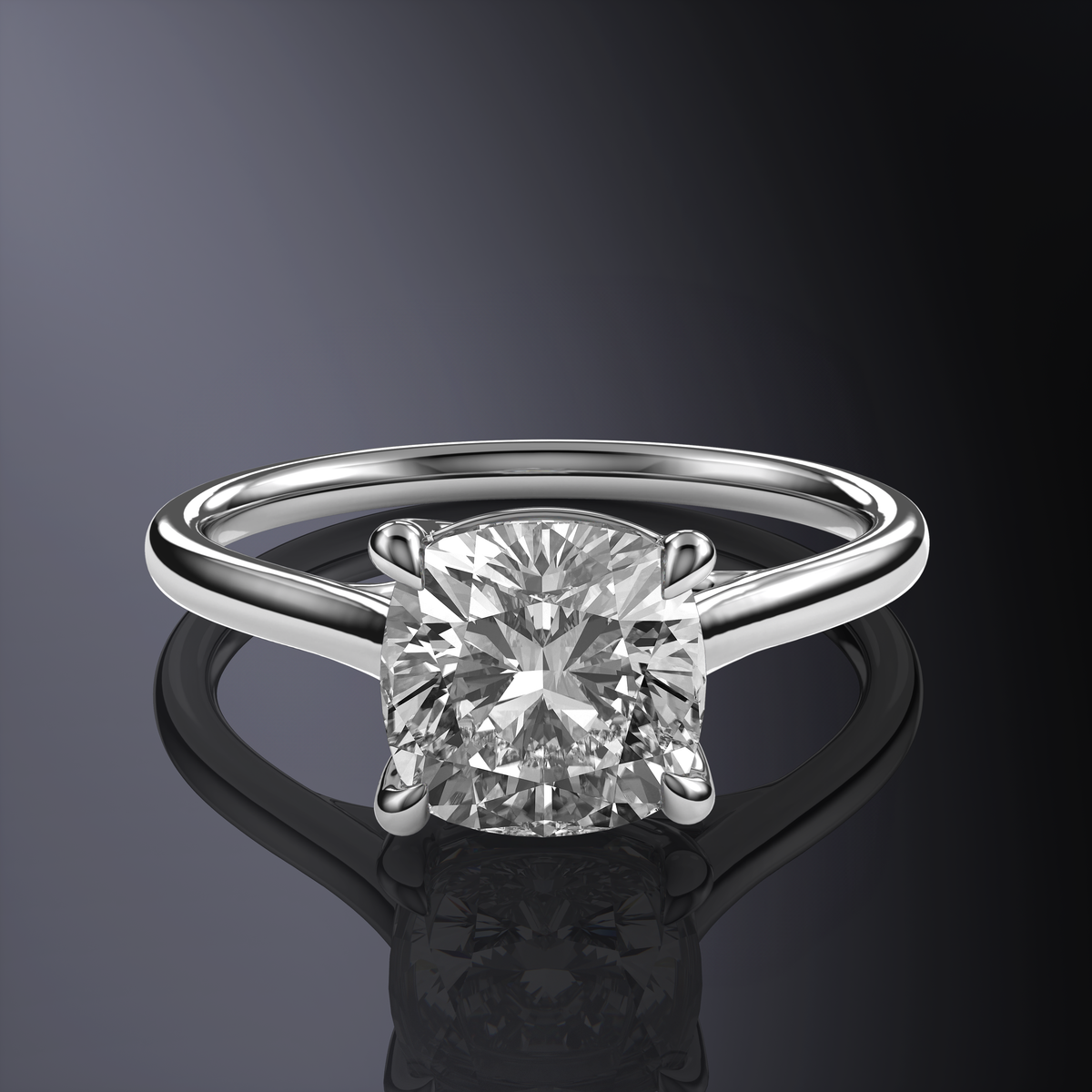 Cushion Solitaire White Ring