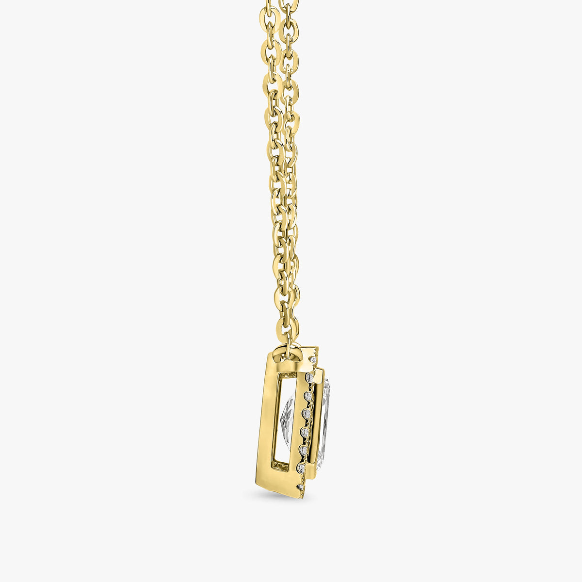 Radiant Cut Halo Pendant Yellow Gold 114