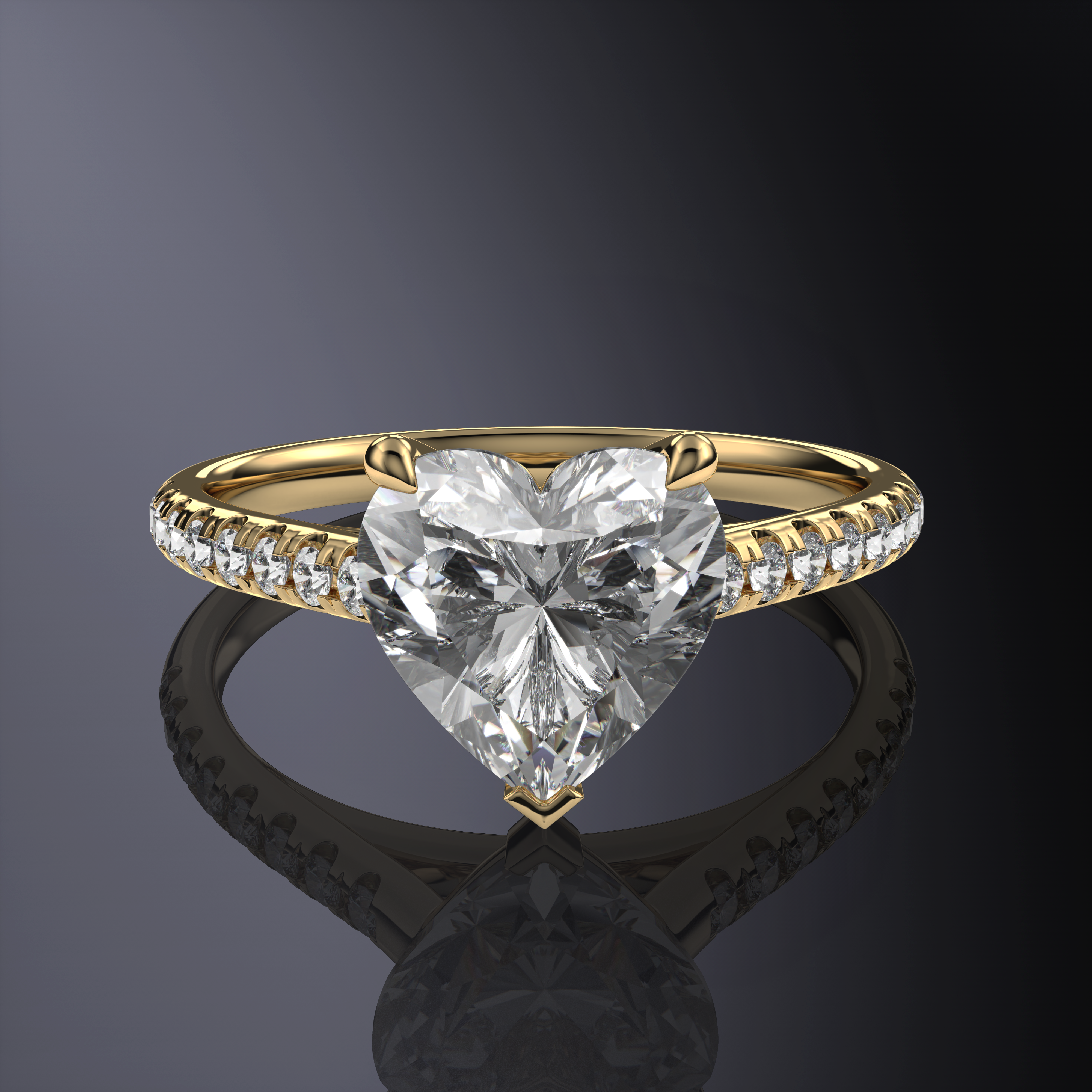Heart Yellow Ring with Pave
