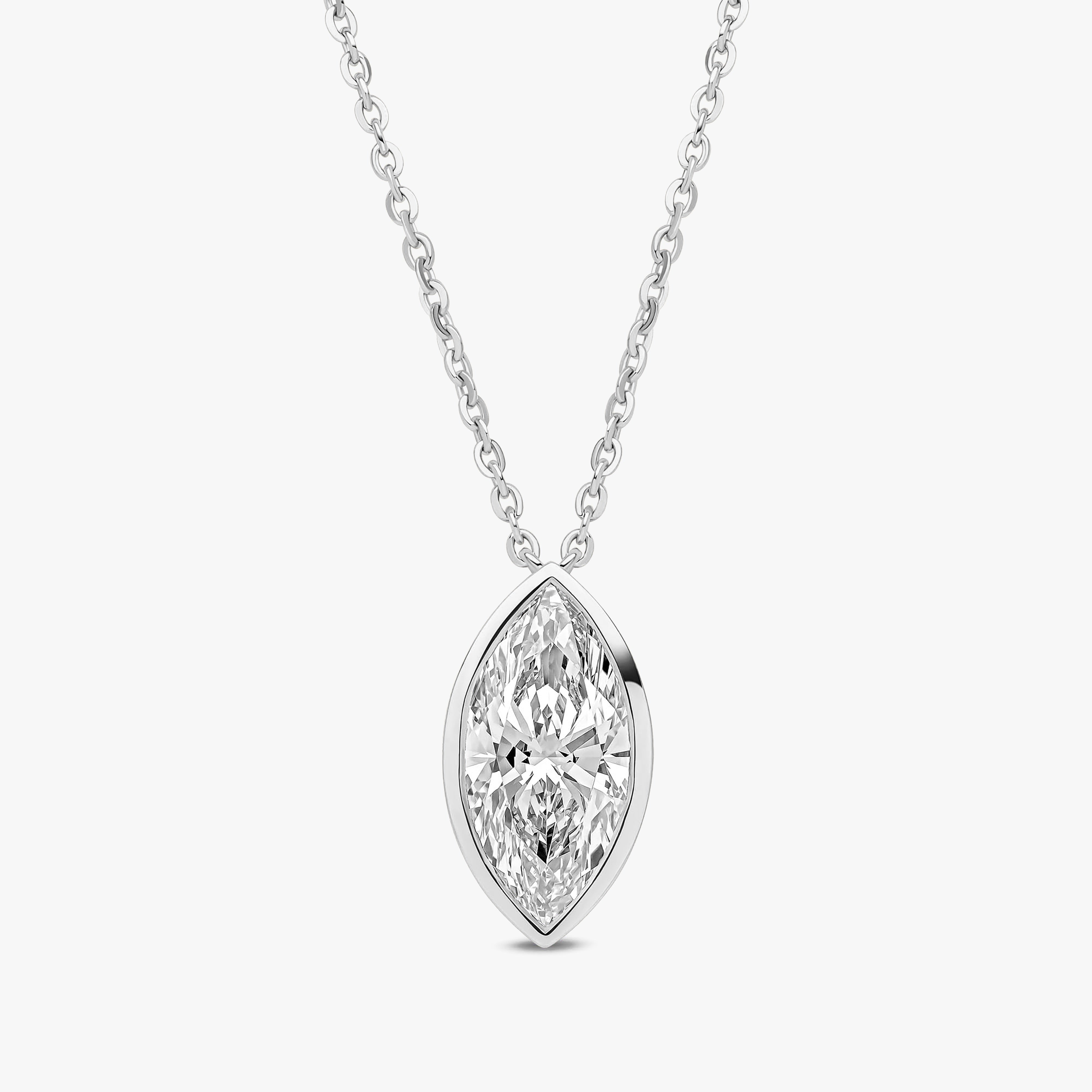 Marquise Cut Bezel Set Pendant White Gold 41