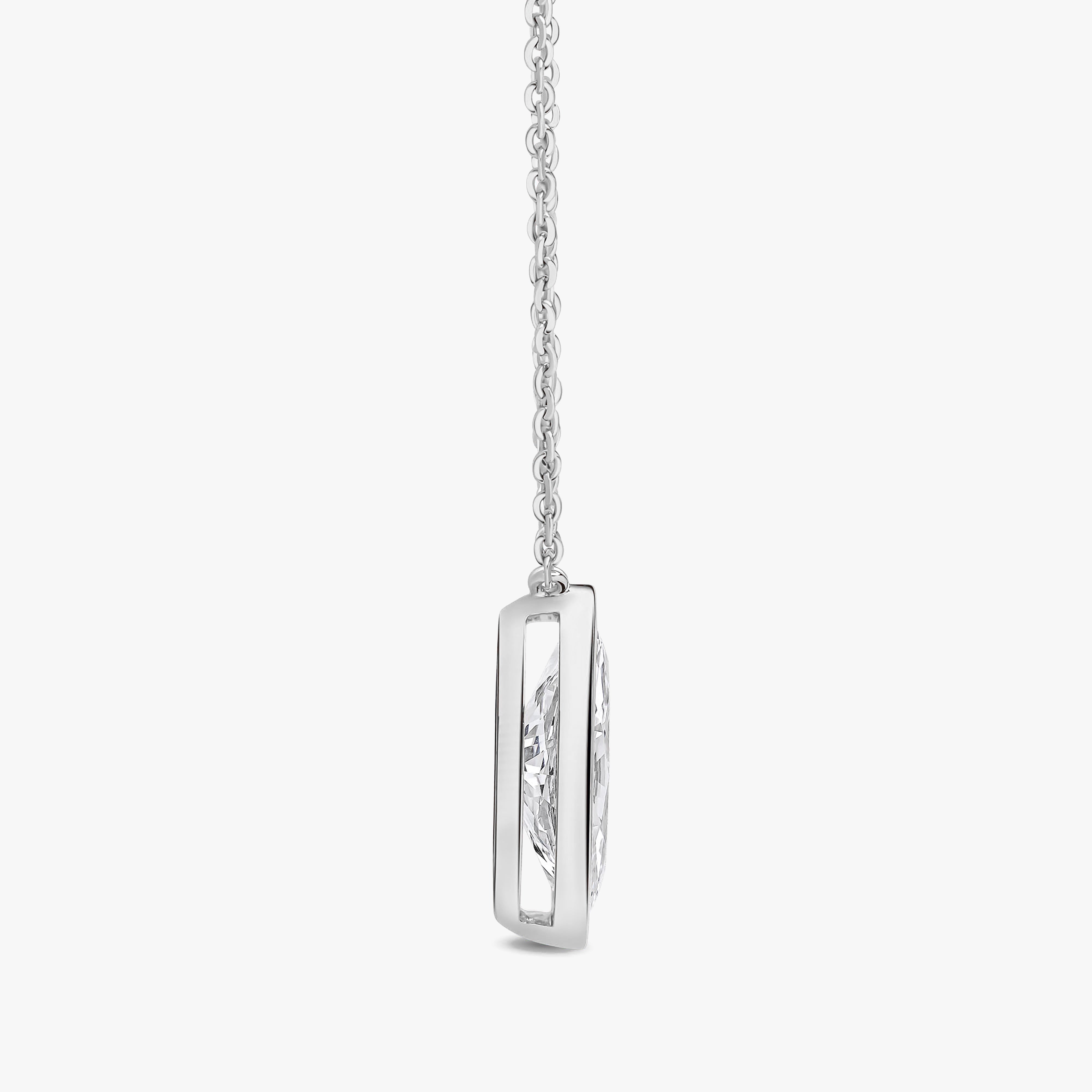 Marquise Cut Bezel Set Pendant White Gold 42