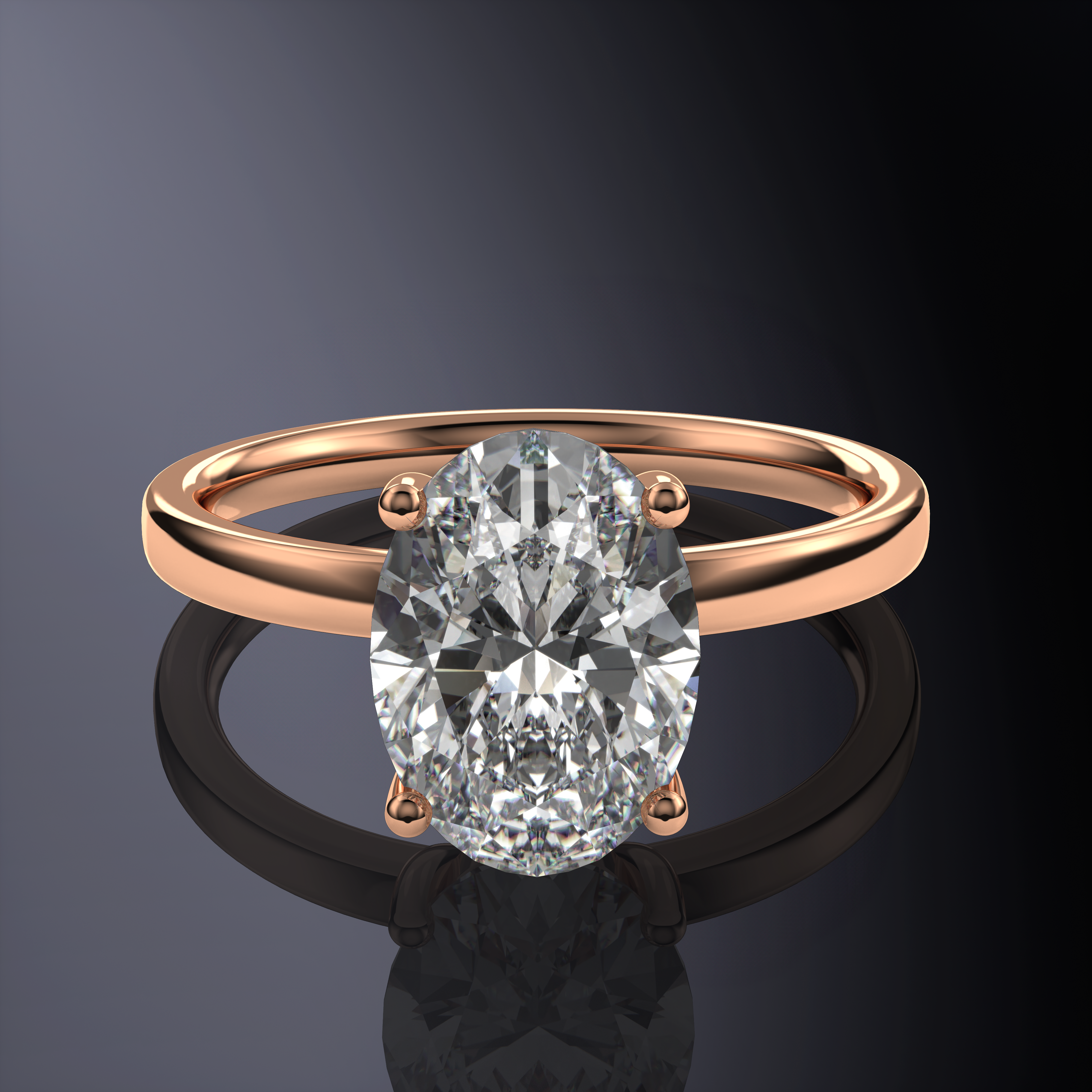 Oval Solitaire Yellow Ring