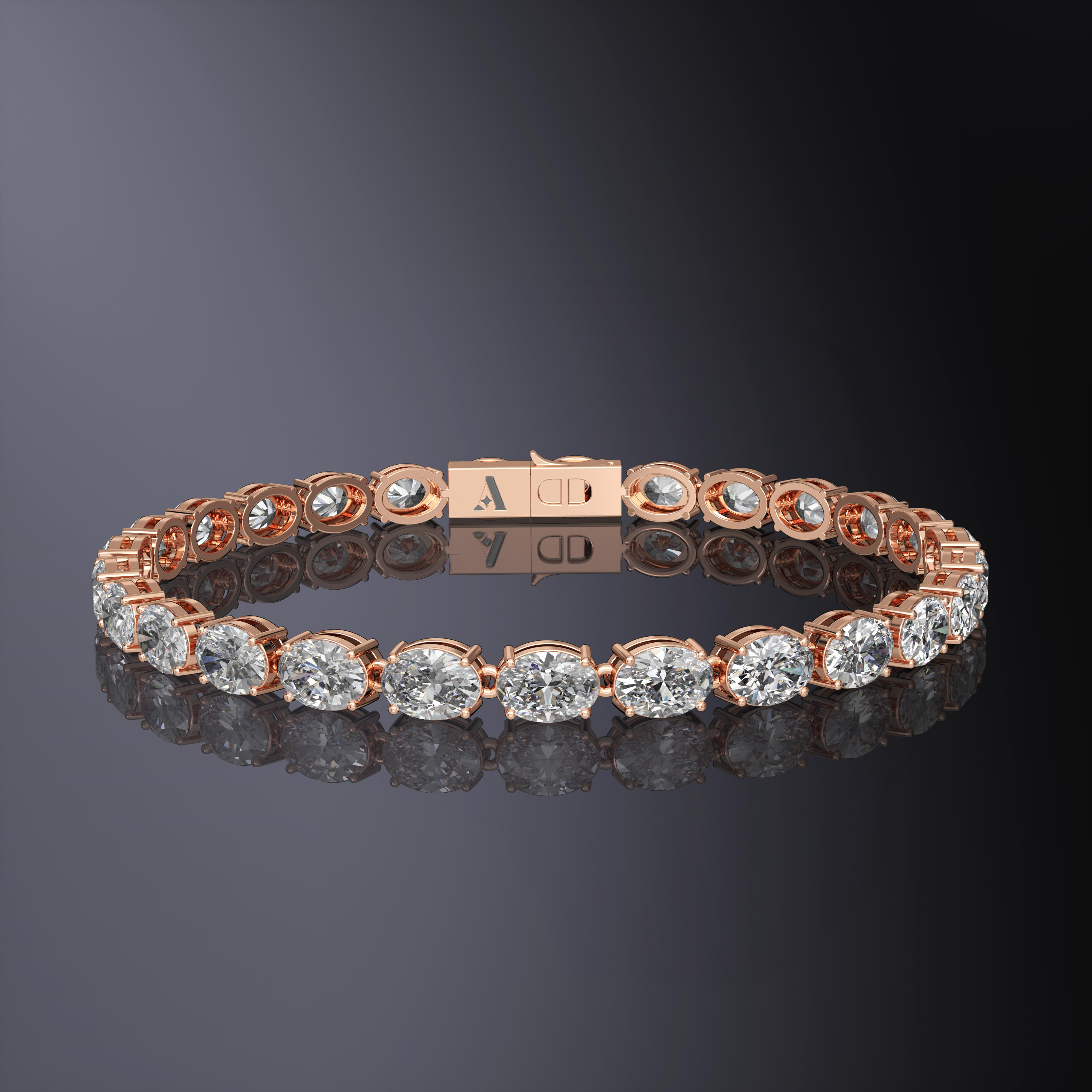 Oval Cut Tennis Bracelet (East/West Setting)