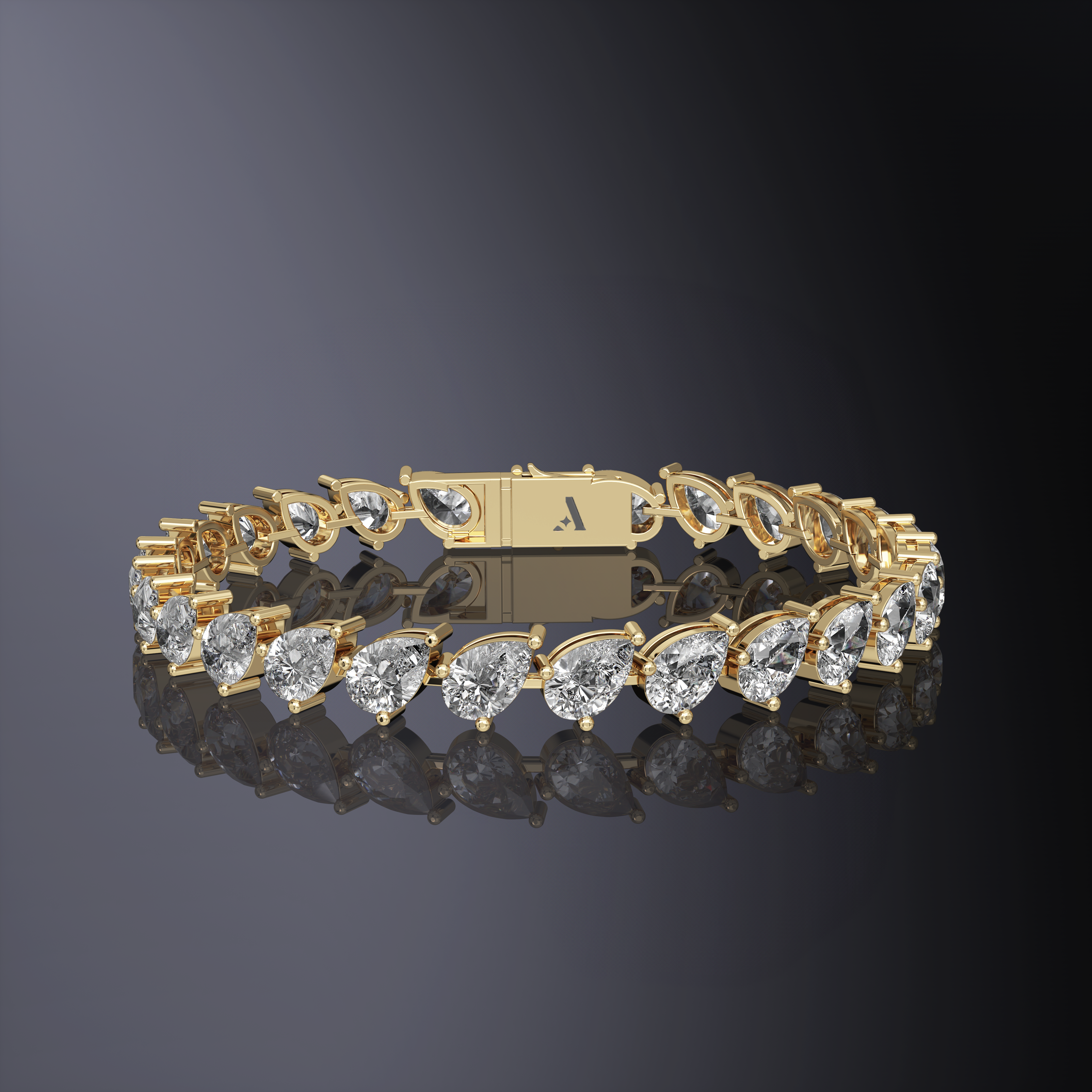 Blue Diamond Pear Cut Tennis Bracelet