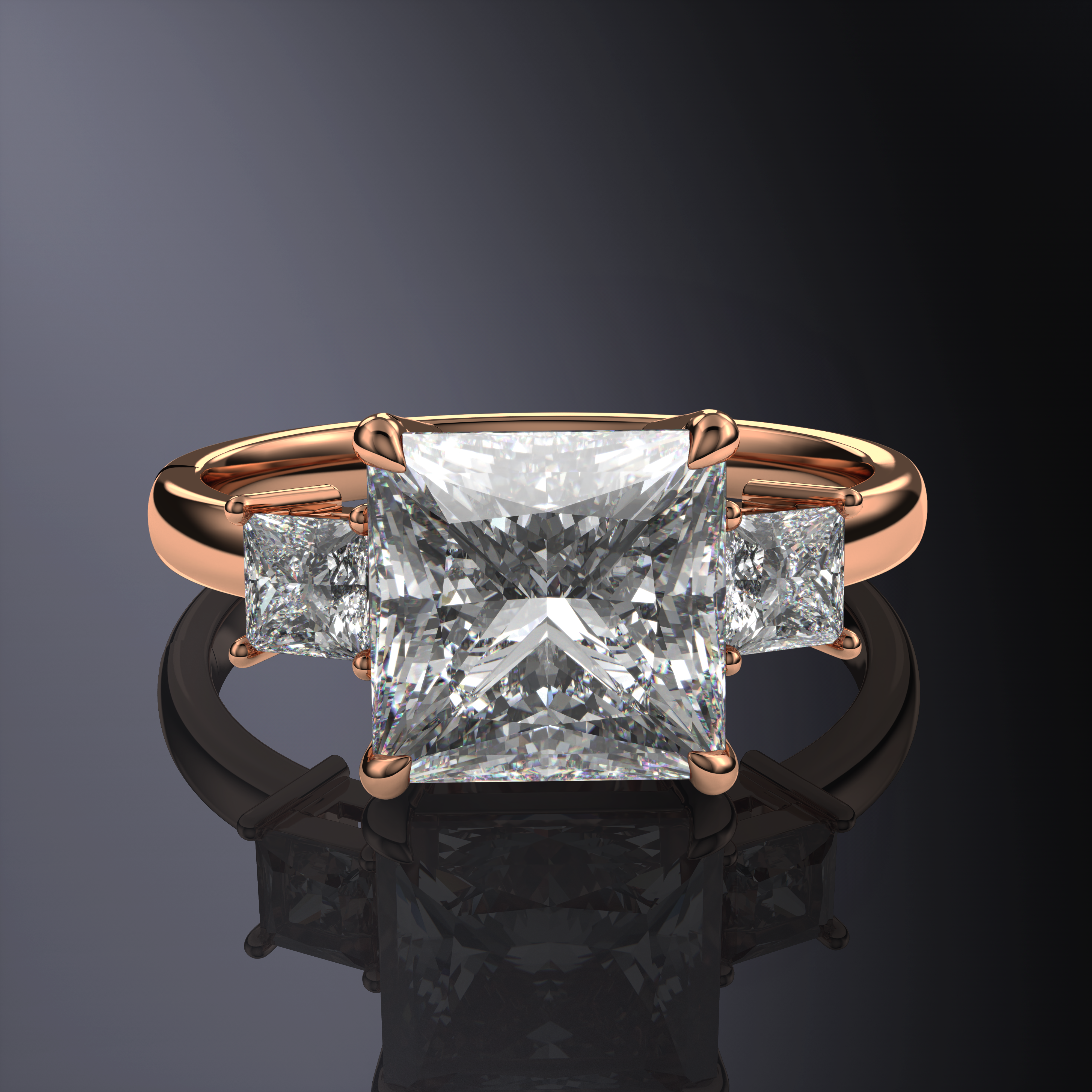 Princess Yellow Ring with side diamonds