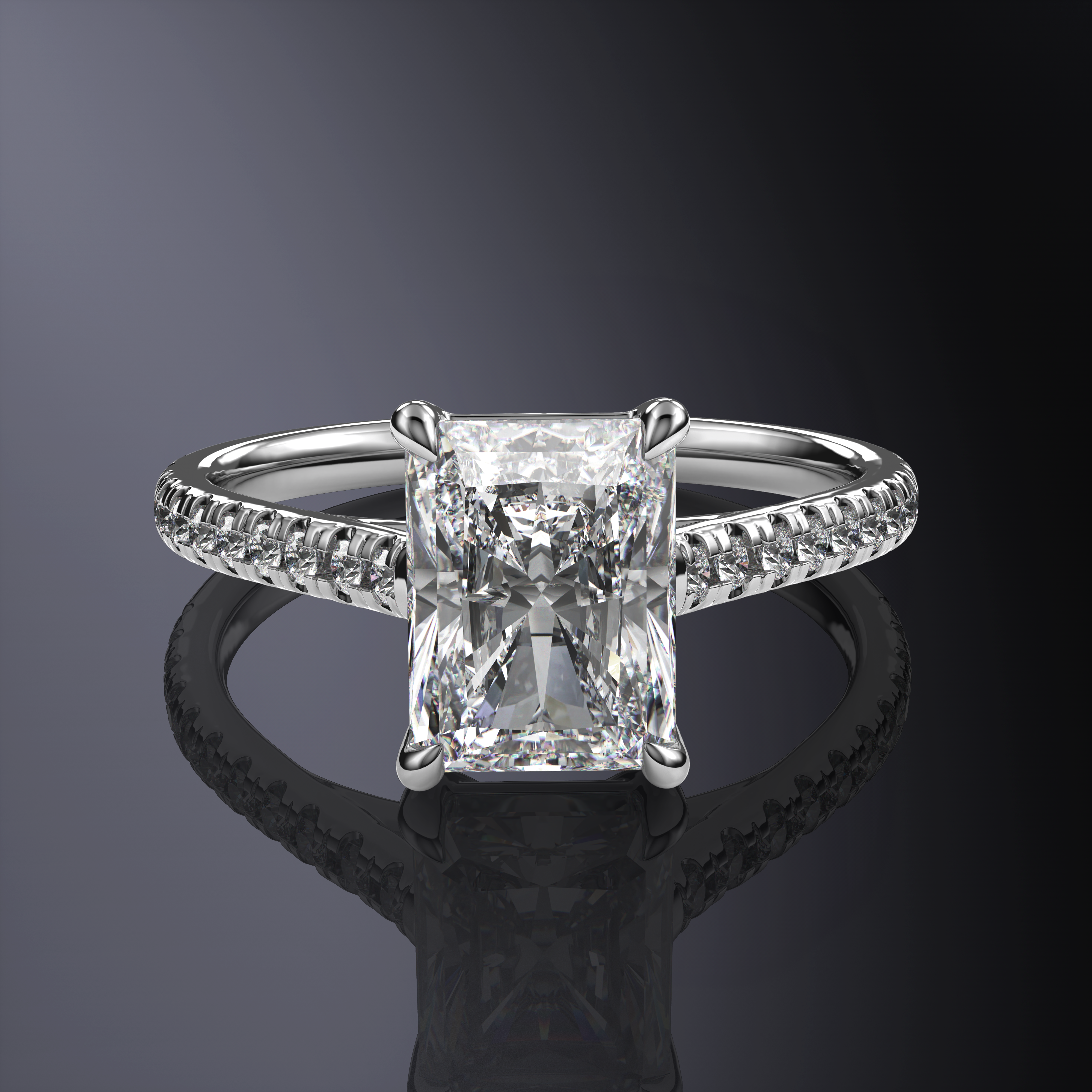Radiant White Ring with Pave