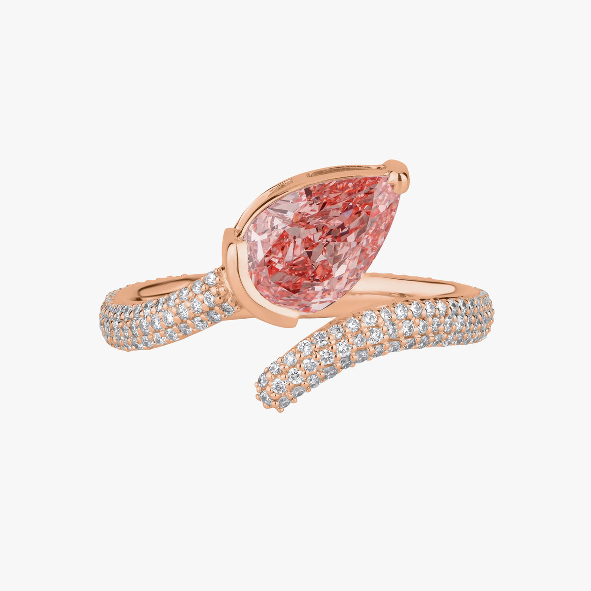 Pear Pink Diamond Pave Ring 134