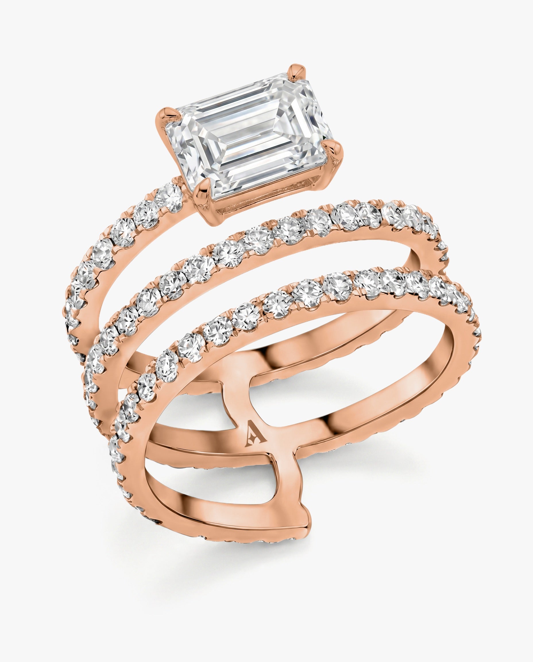 Emerald Cut Multi Row Ring 126