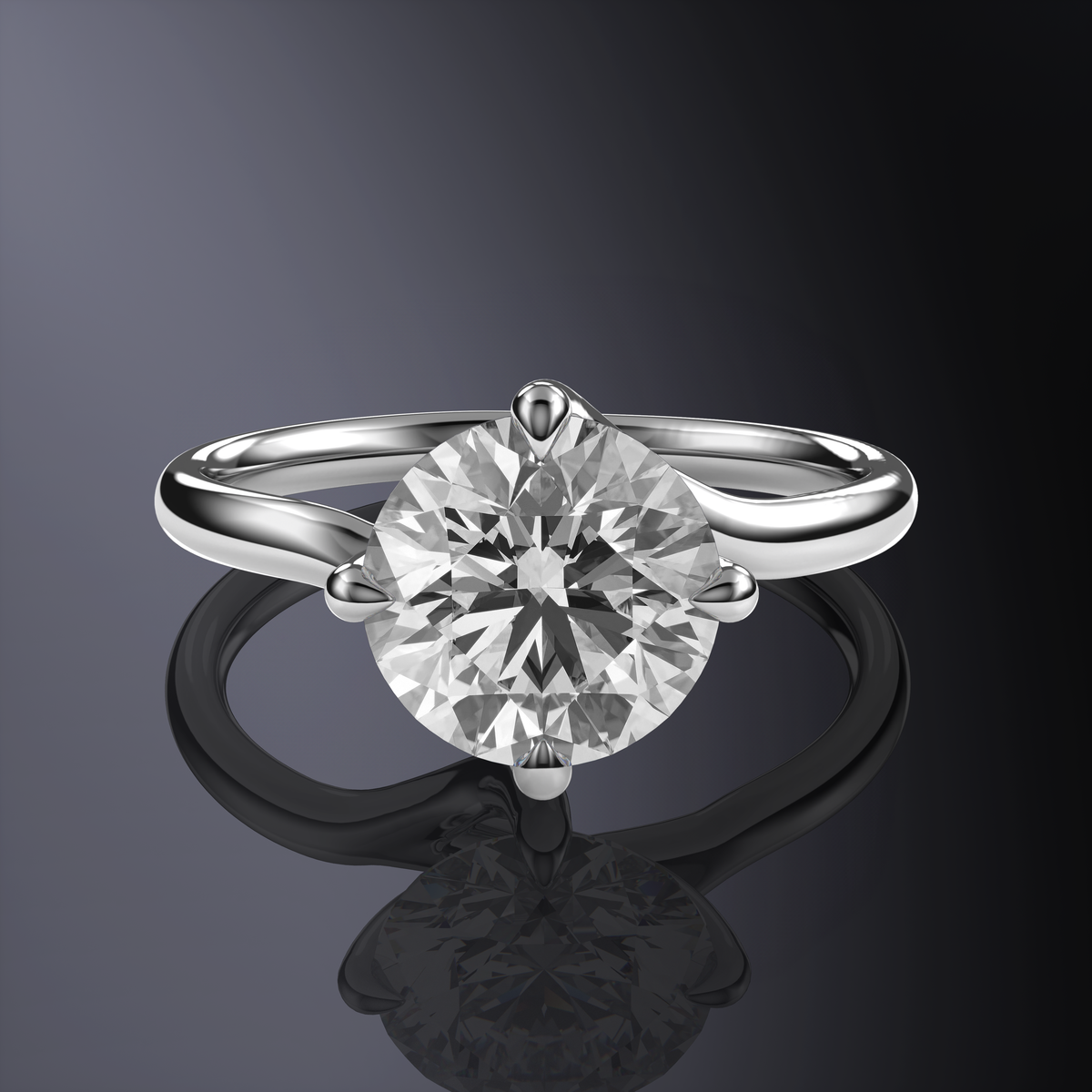 Round Solitaire Bypass White Ring