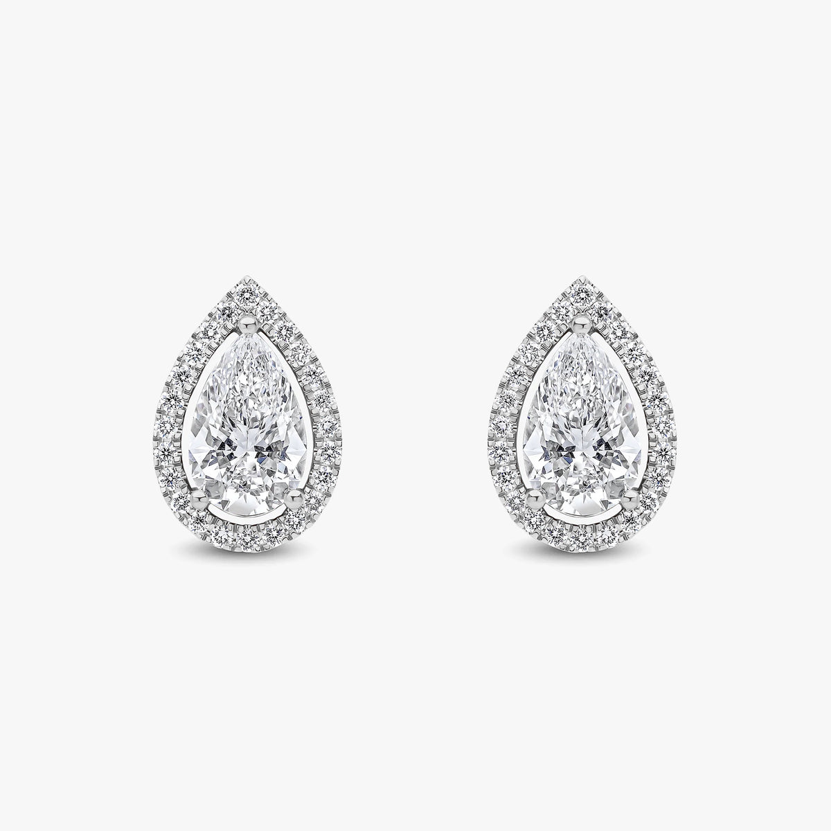 Pear Cut Halo Studs 149