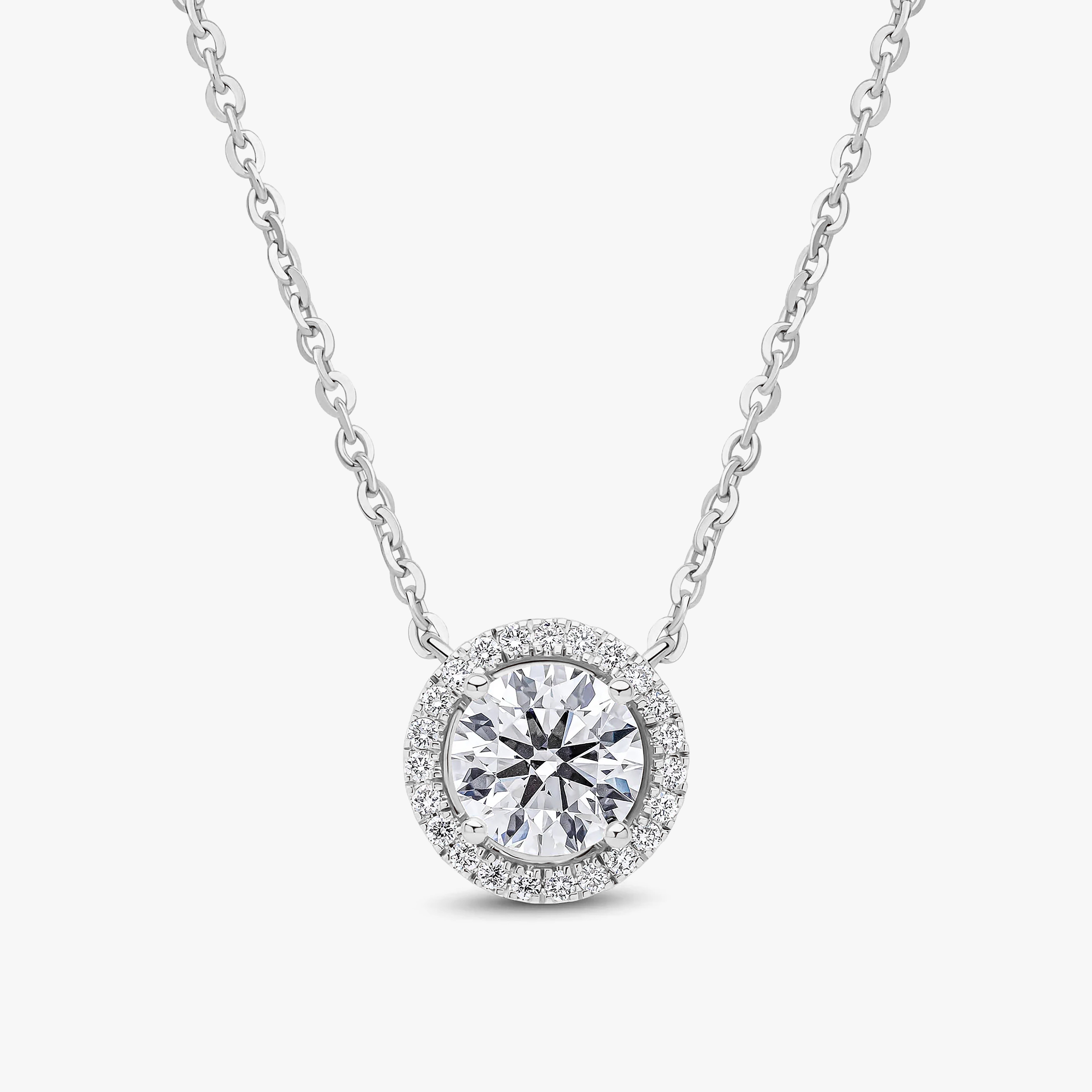 Round Brilliant Cut Halo Pendant White Gold 157
