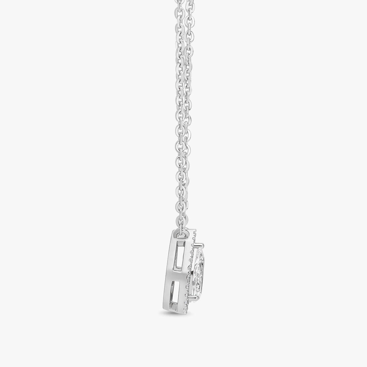 Pear Cut Halo Pendant White Gold 153