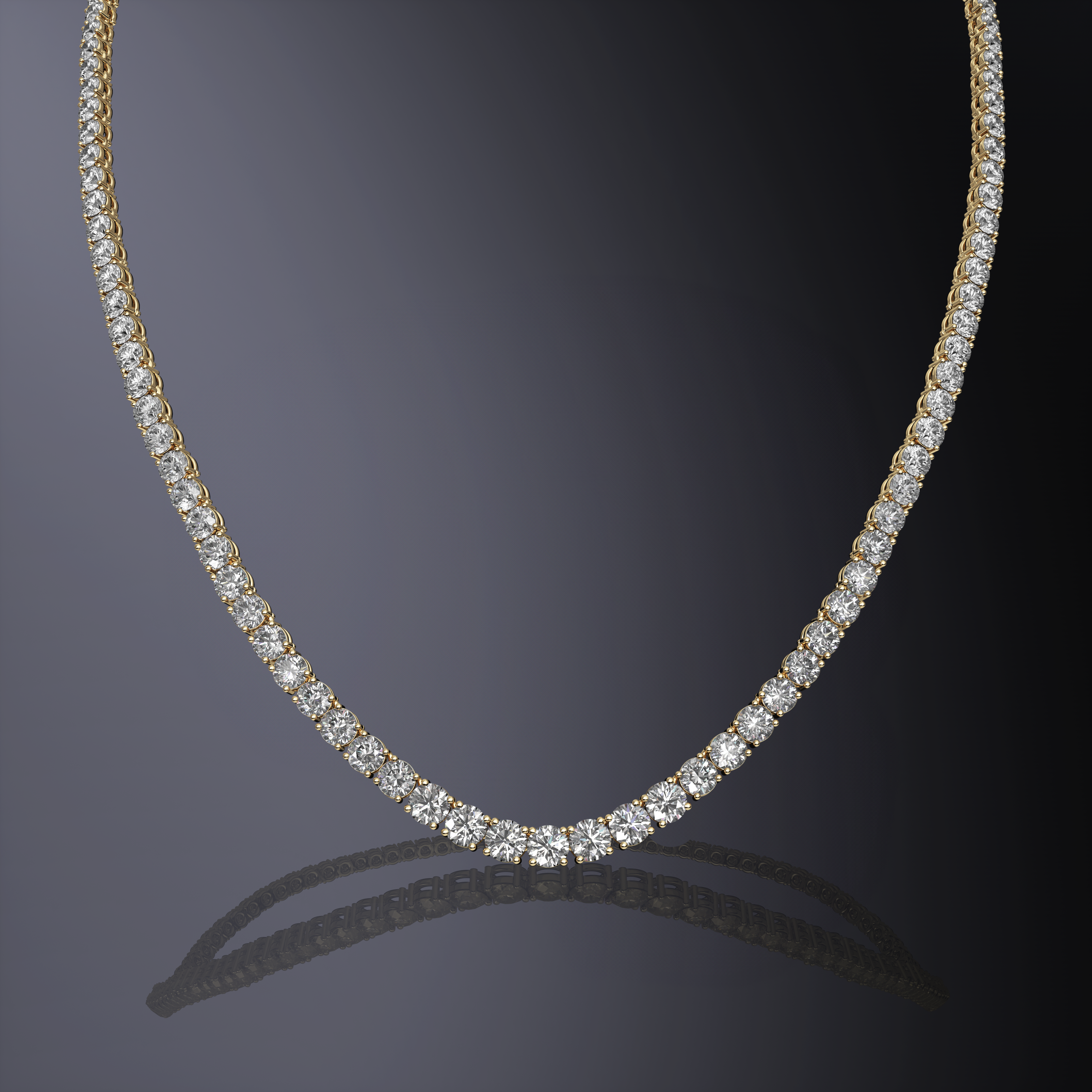 Round Brilliant Cut Graduated Tennis Necklace