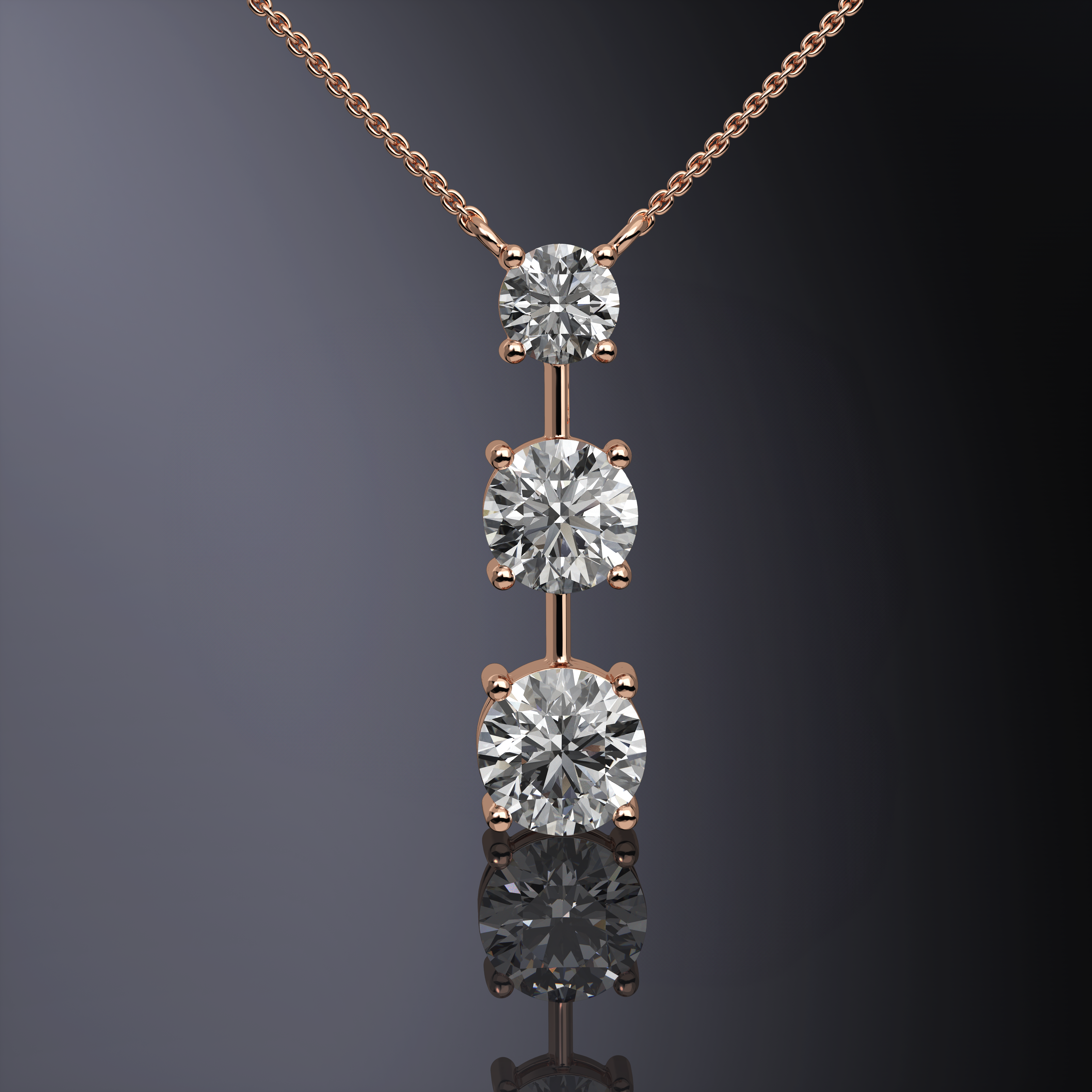 Round Brilliant Trilogy Pendant White Gold