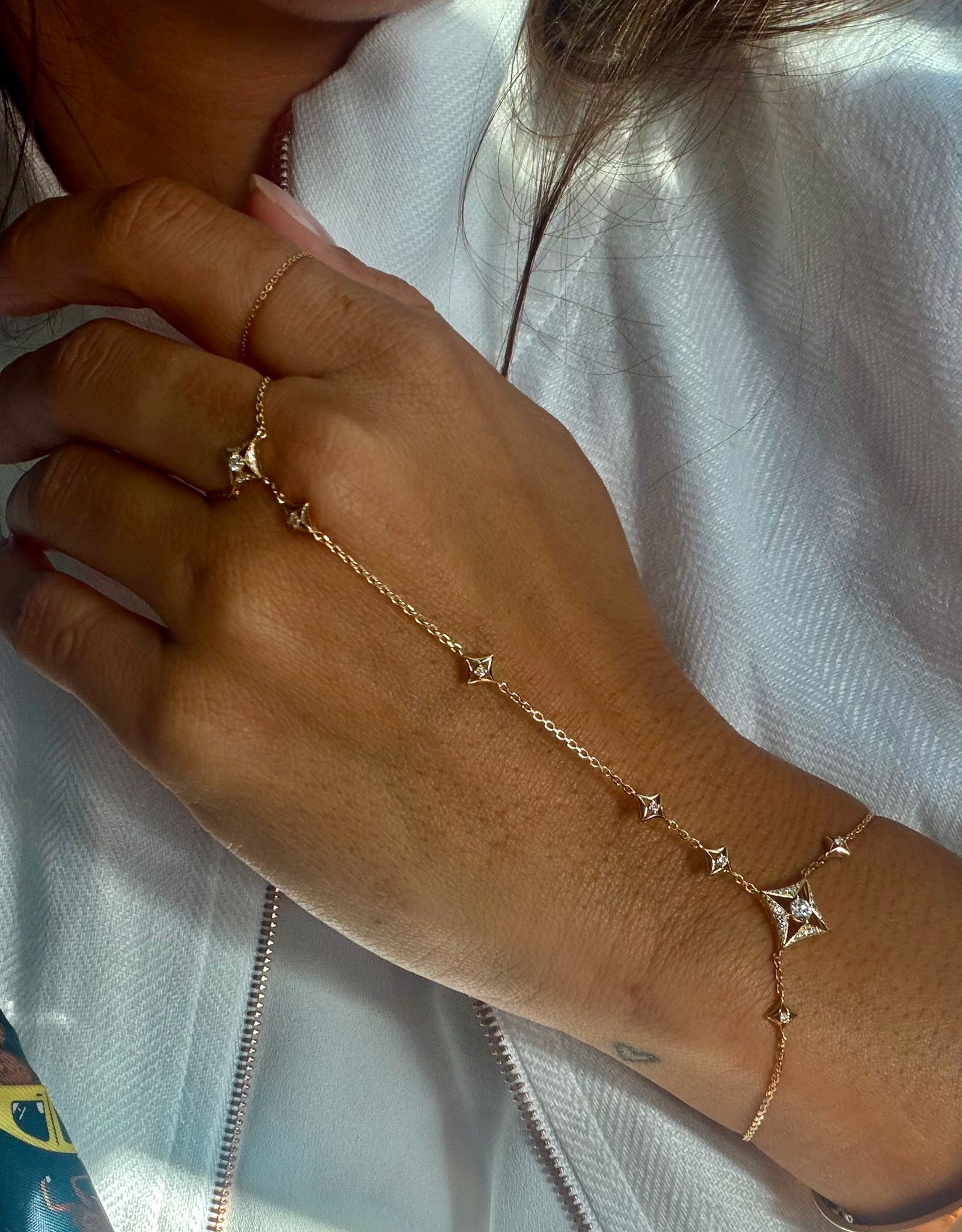 Diamond Hand Chain Bracelet | Ring Bracelet