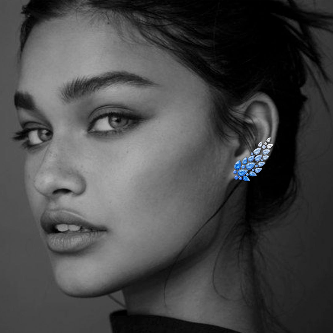 Blue Diamond Garland Earrings