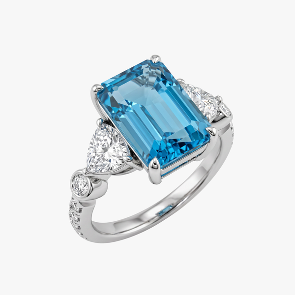 Atlantis Emerald-Cut Blue Diamond Ring