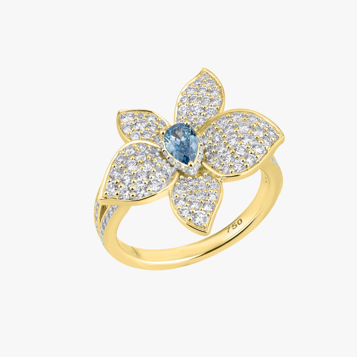 Blue Floral Statement Ring 17