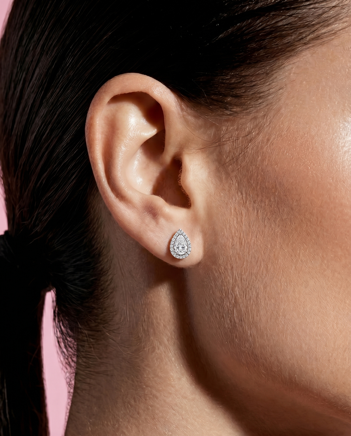 Pear Cut Halo Studs 148