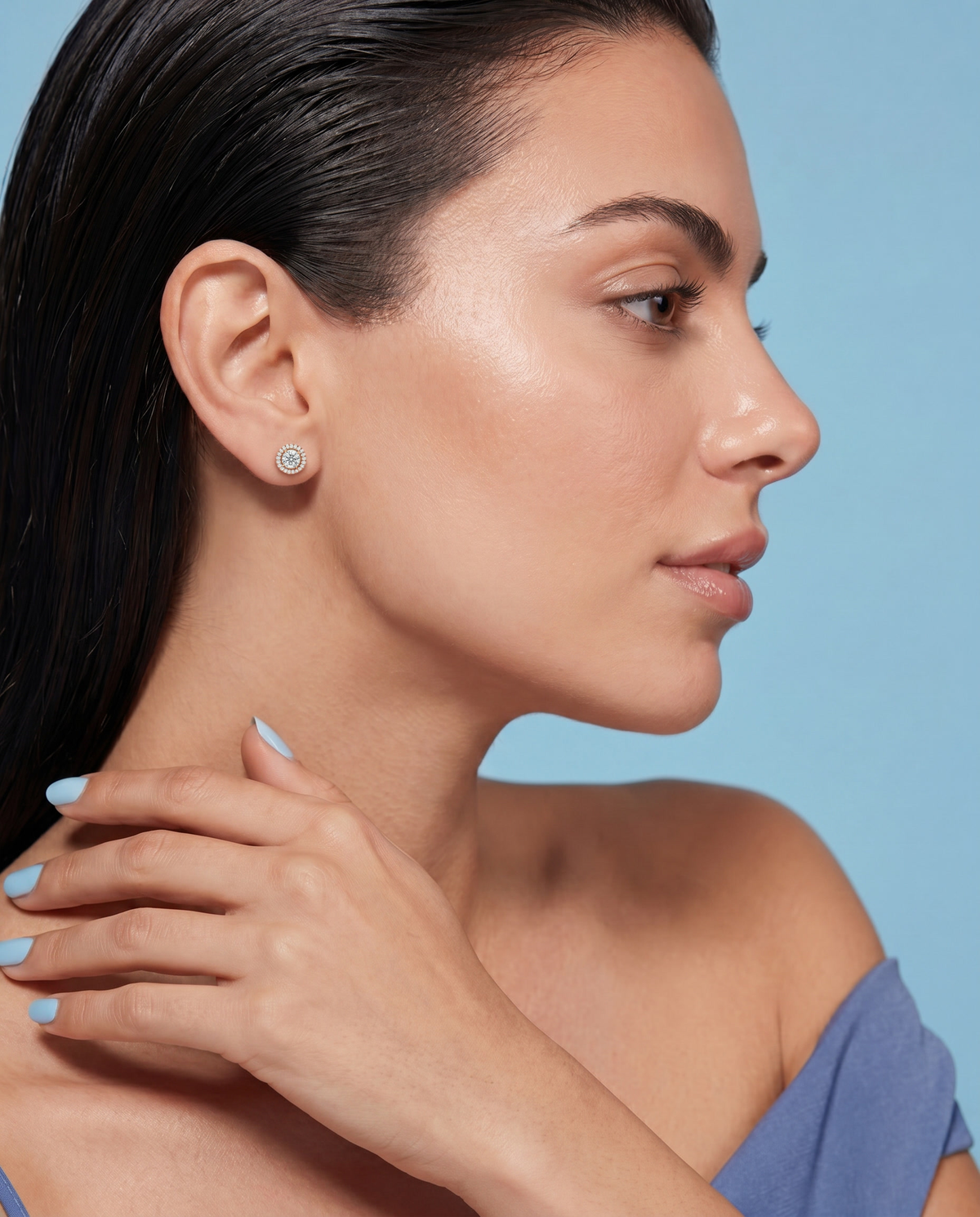 Round Brilliant Cut Halo Studs 105