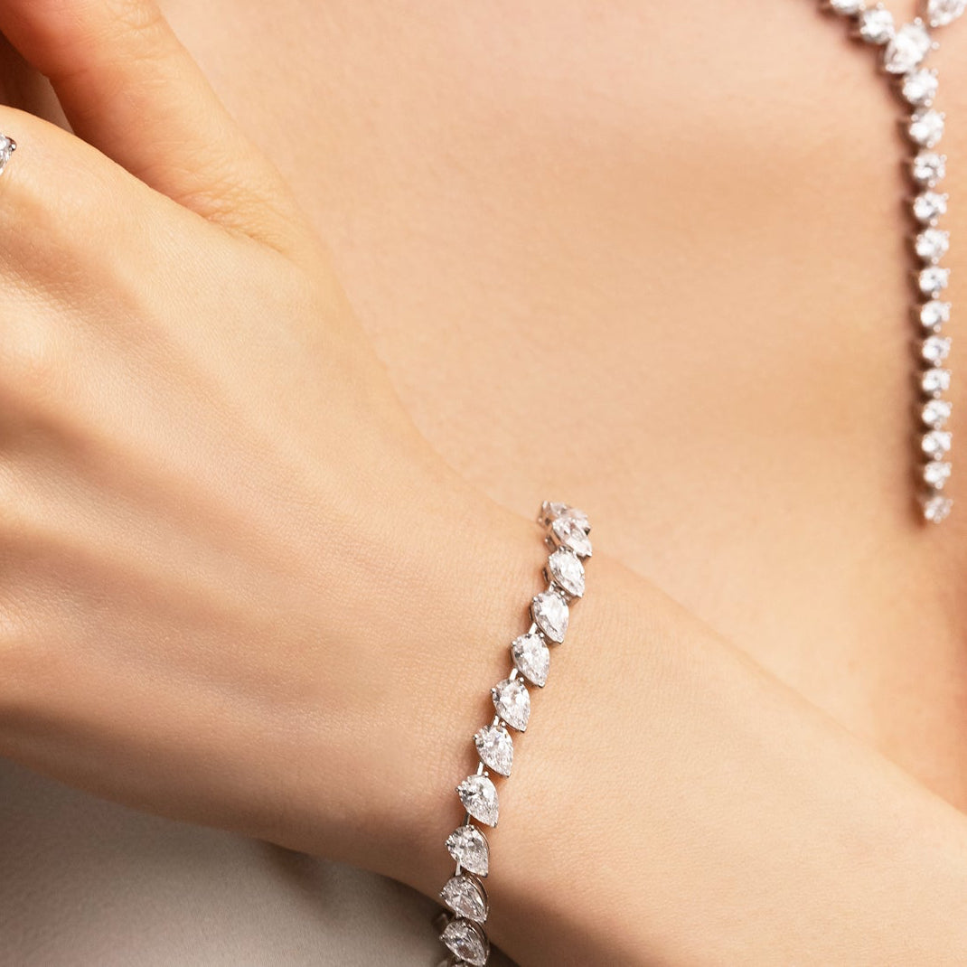 Pink Diamond Pear Cut Tennis Bracelet