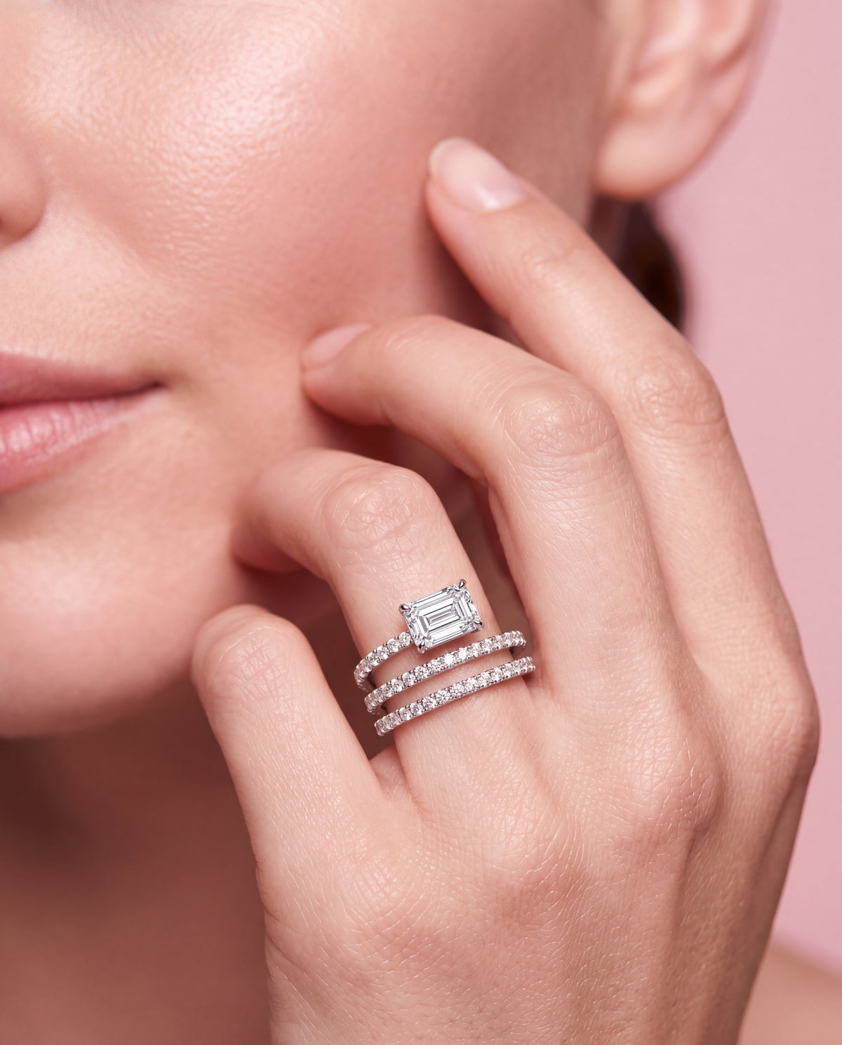 Emerald Cut Multi Row Ring 123